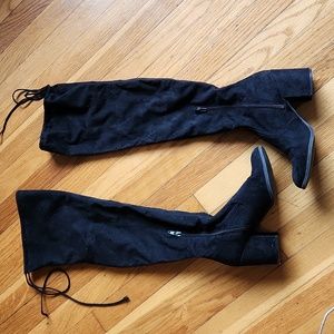 Unisa Over The Knee Black Suede Boots - 7.5